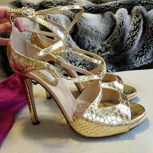 Diane Von Furstenberg Shoes - Diane von Furstenberg 7.5B Gold Lamé Croc Heels